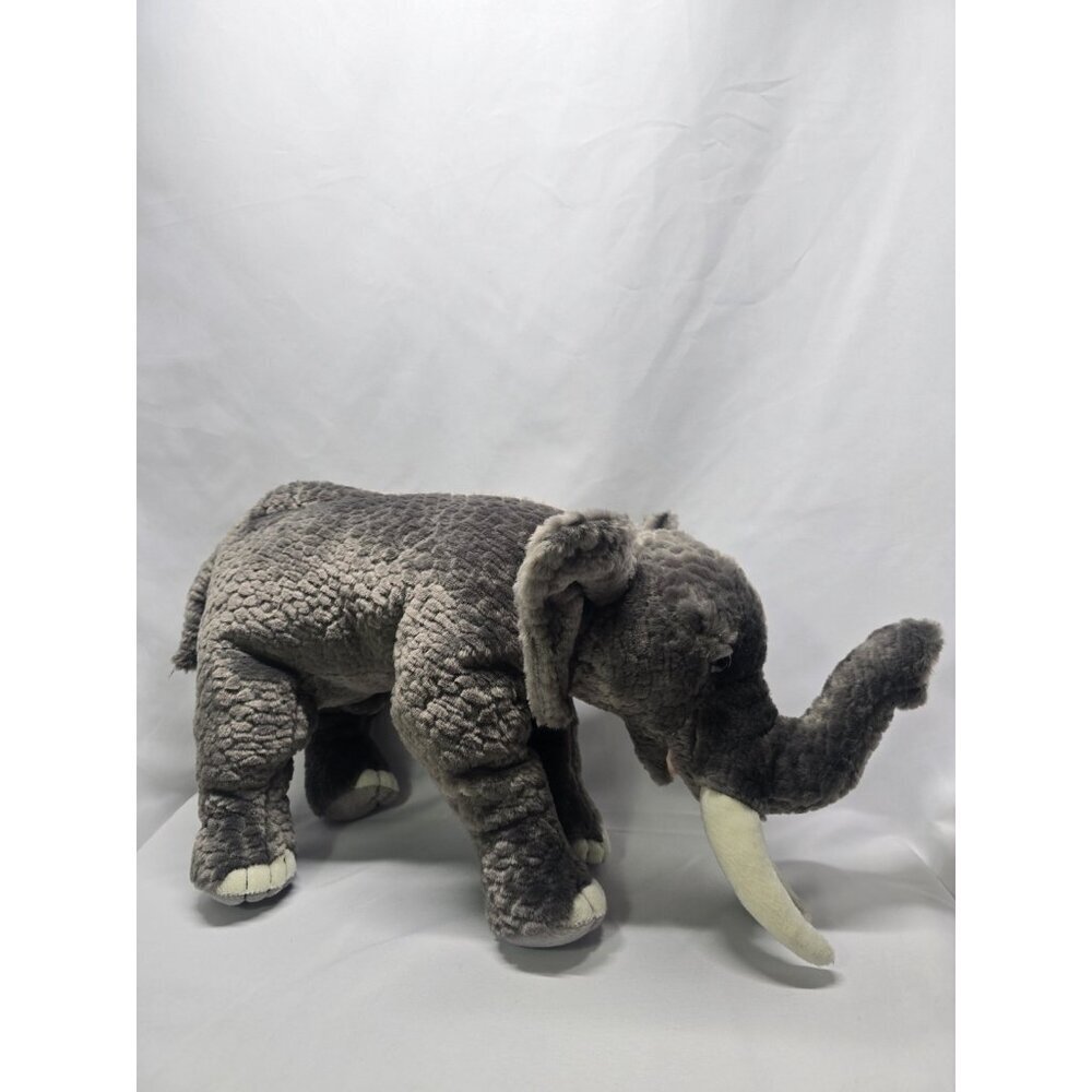 Magnussen Home RARE Gray Elephant Realistic Plush Stuffed Animal Toy Home Decor
